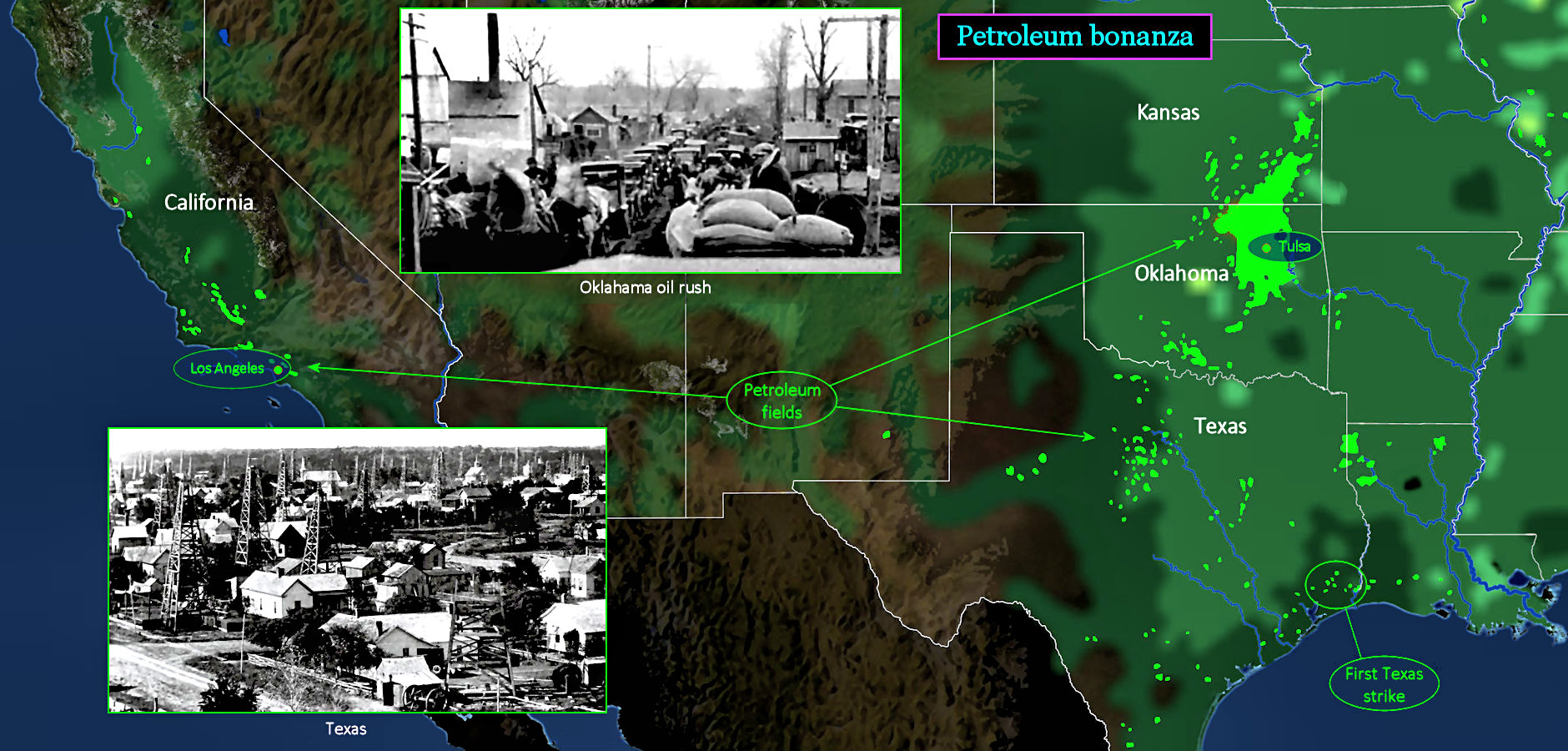 Tulsa, and Oklahoma oil, 1920s map